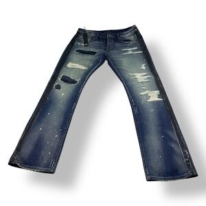 Cult of Individuality Rebel Straight Jeans Men's Distressed Blue Size 36x34 NWT